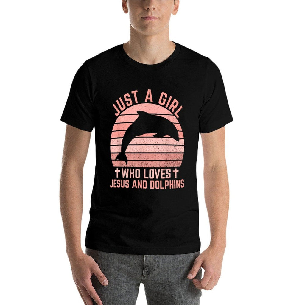 Jesus And Dolphins - Christian Girl And Women  Oversized Silhouette T-Shirt