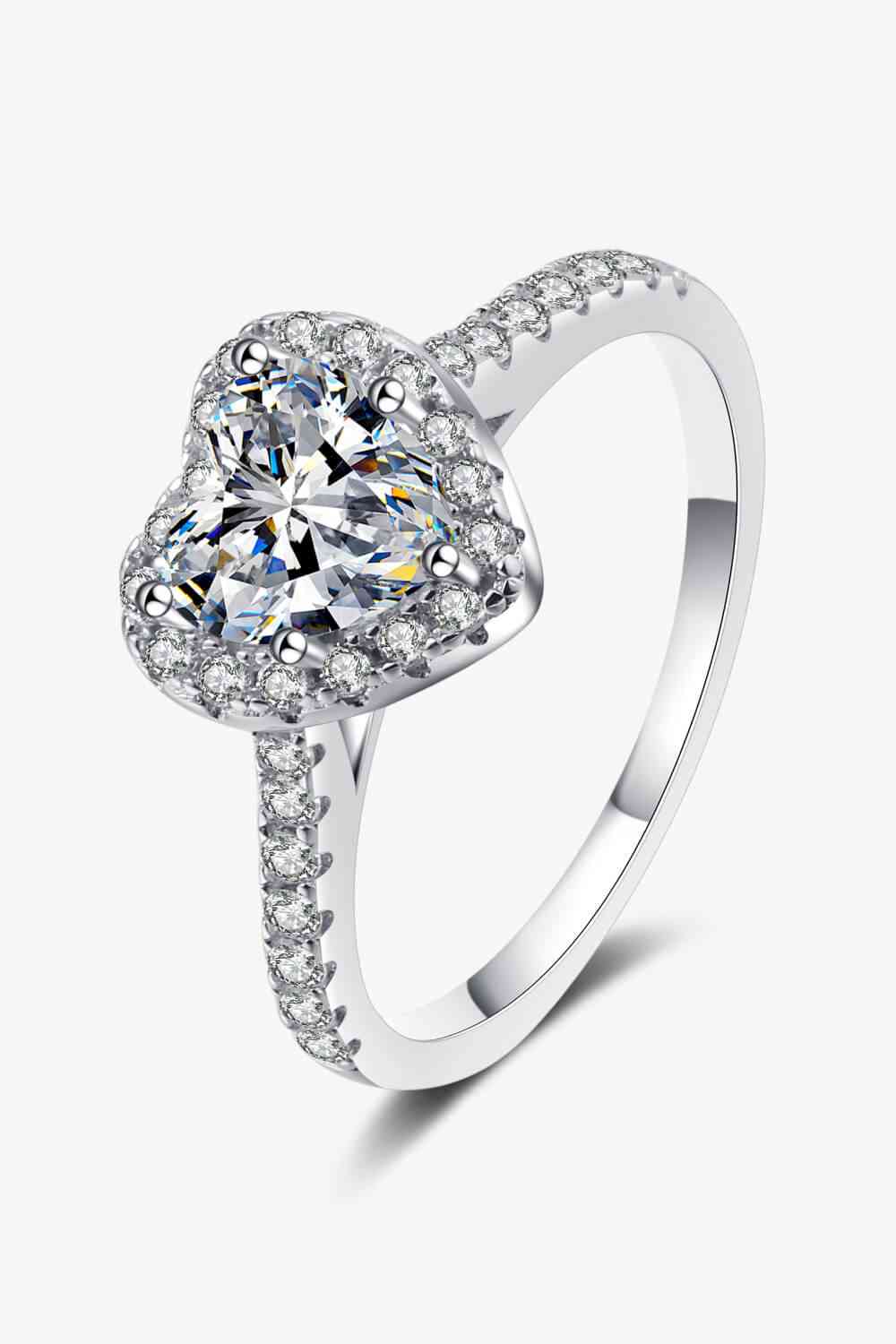 LuxeSpark 1 Carat Moissanite Heart-Shaped Ring – Timeless Elegance in Sterling Silver See size chart under “more details”
