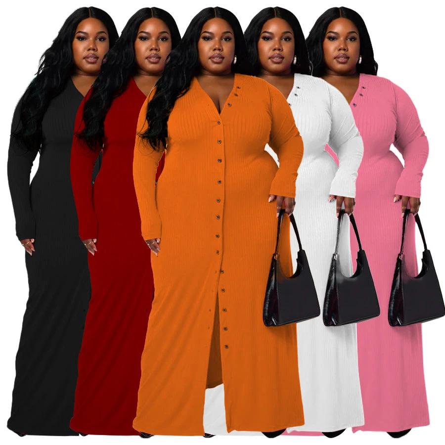Plus Size Women's Sunken Stripe Split Dress
