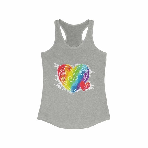LGBT Rainbow heart Women's Ideal Racerback Tank Top Pride Day