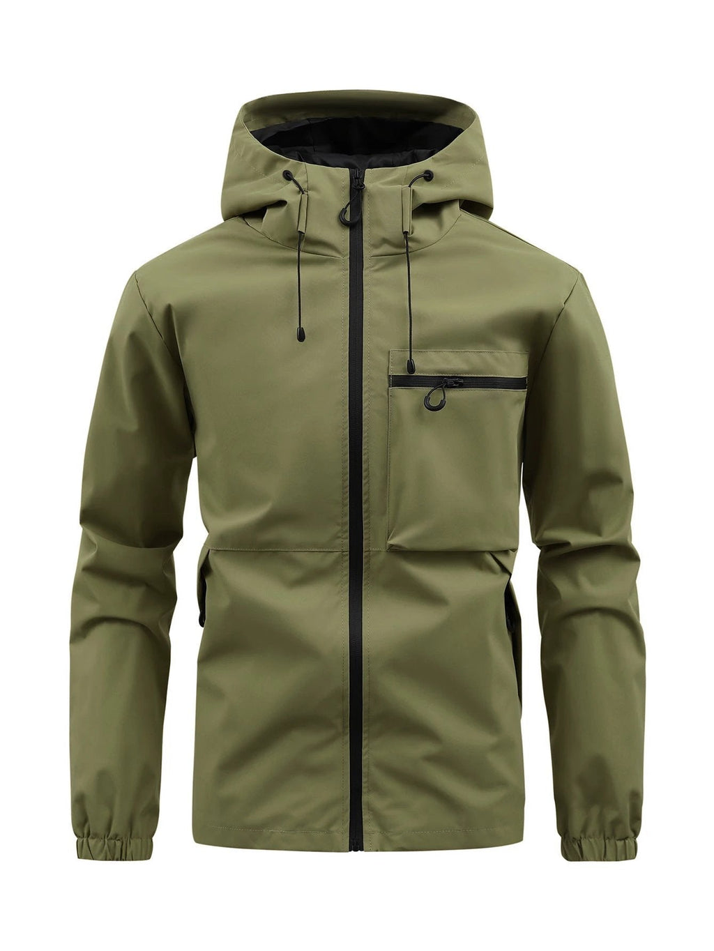 Men's Fashion Casual Hooded Solid Color Multi-pocket Work Pants Outdoor Coat