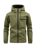 Men's Fashion Casual Hooded Solid Color Multi-pocket Work Pants Outdoor Coat
