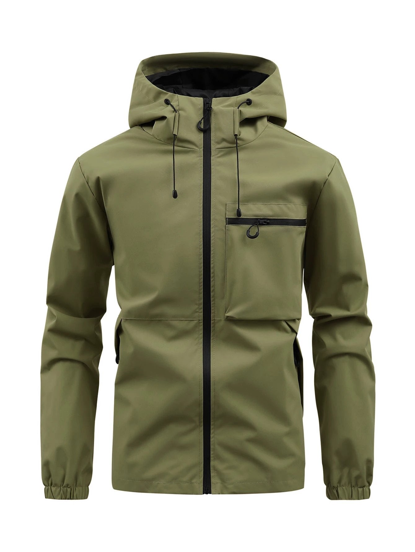 Men's Fashion Casual Hooded Solid Color Multi-pocket Work Pants Outdoor Coat