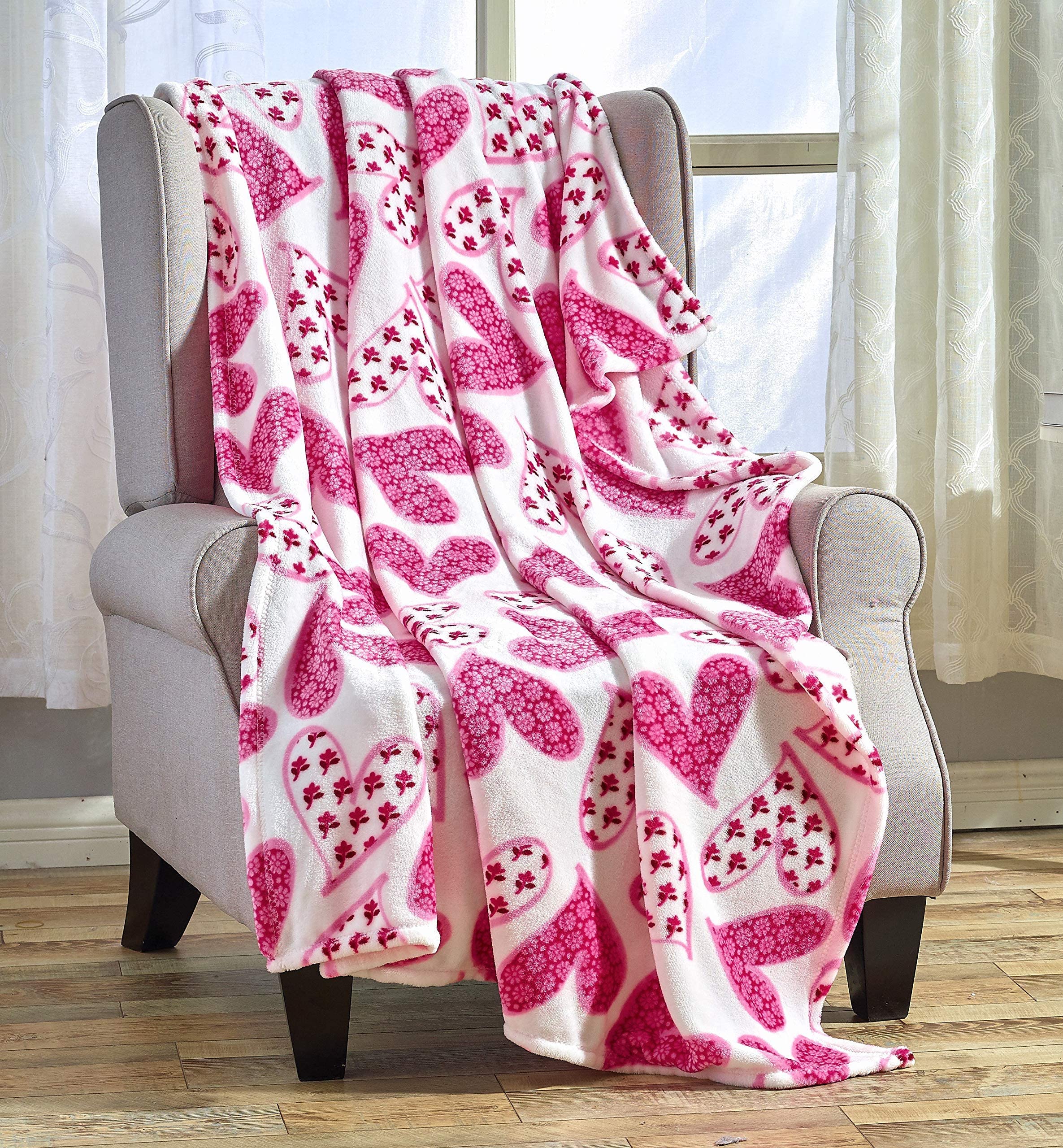 FAITH, HOPE, LOVE HOME DÉCOR Heart Throw Blanket – Ultra Soft Microplush 50"x60" | Cozy Love Theme Gift for Couch, Bed, Travel | Washable
