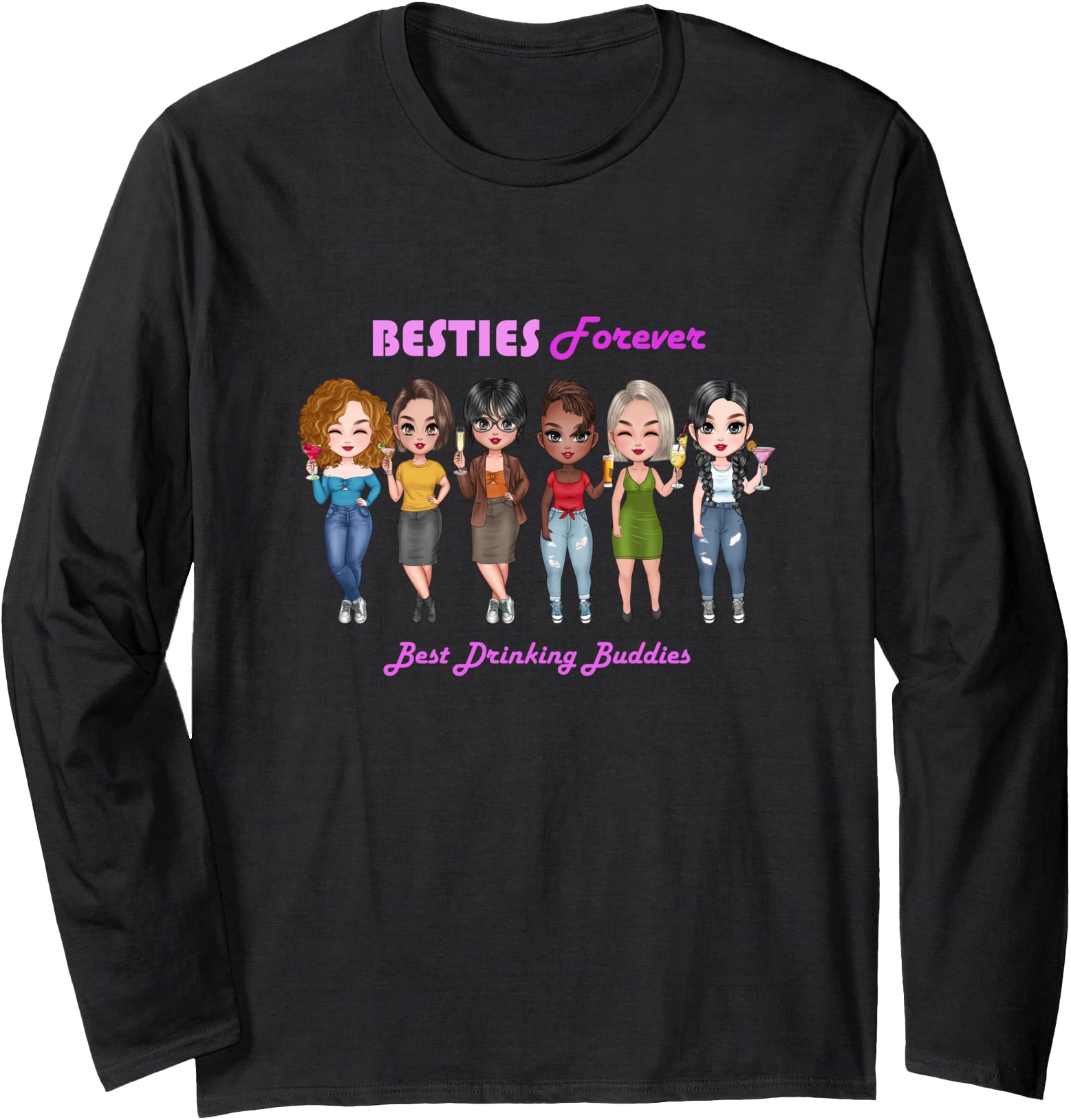 Besties Forever Best Drinking Buddies Hoodie - Unique Graphic Unisex