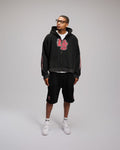 Double Heart LS Shorts - Black & Red
