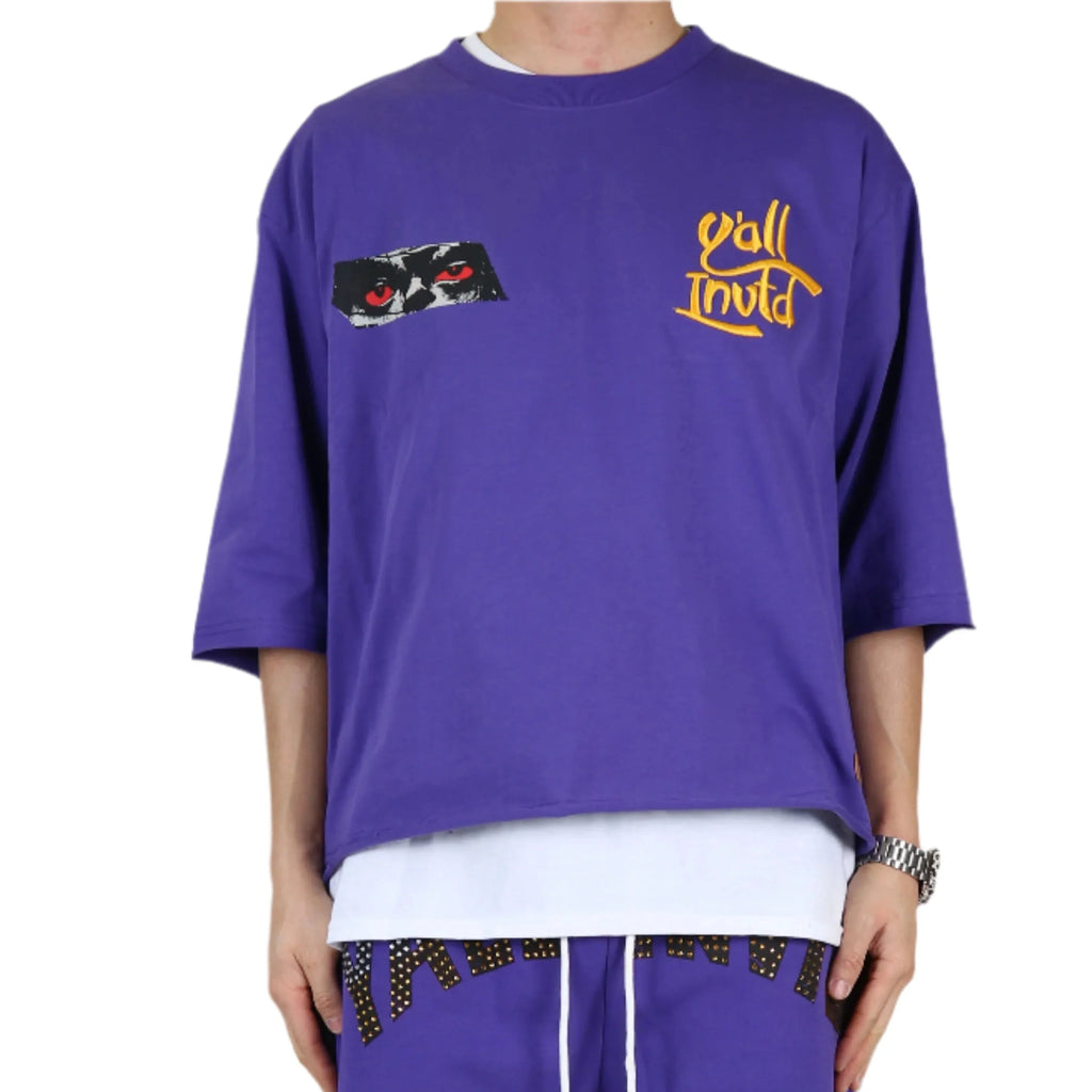 ANGELO SN/ Jersey 3/4 Sleeve Crop Top Tee