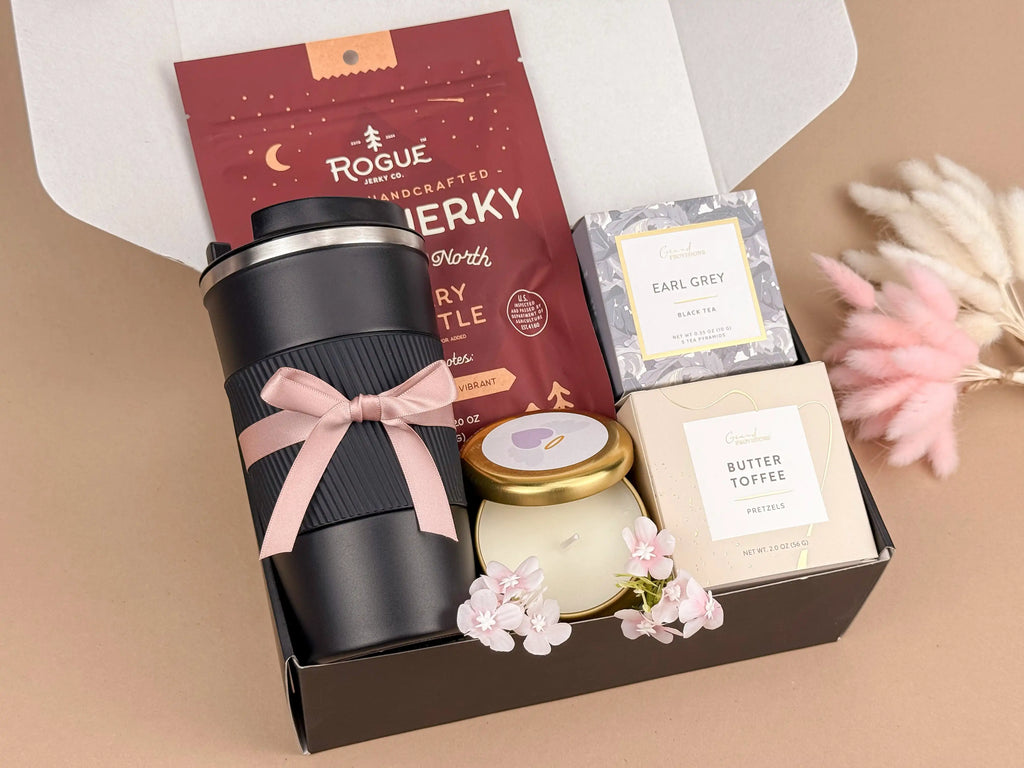 Gift Baskets for Him – Luxury Insulated Tumbler & Snack Set