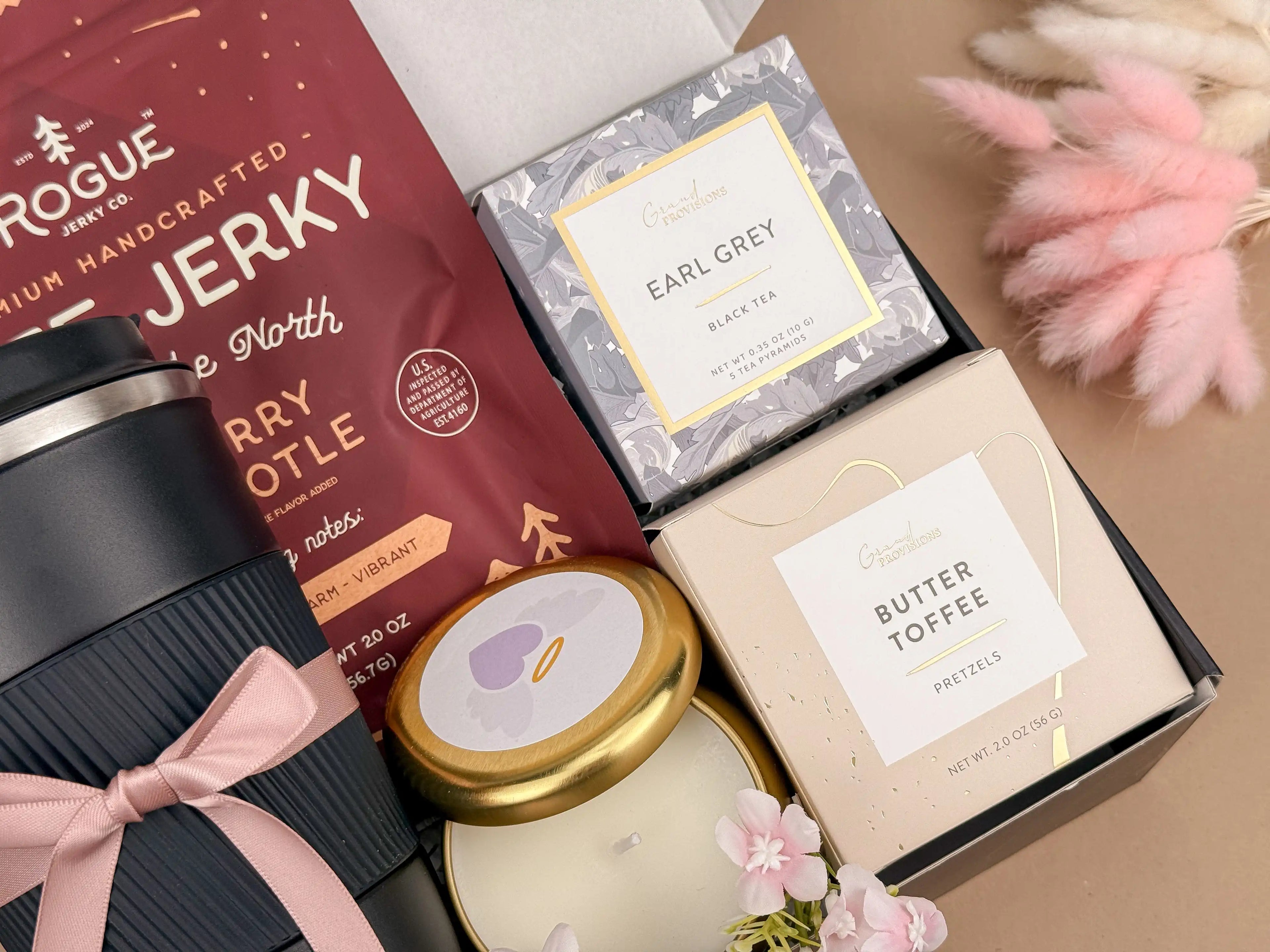 Gift Baskets for Him – Luxury Insulated Tumbler & Snack Set