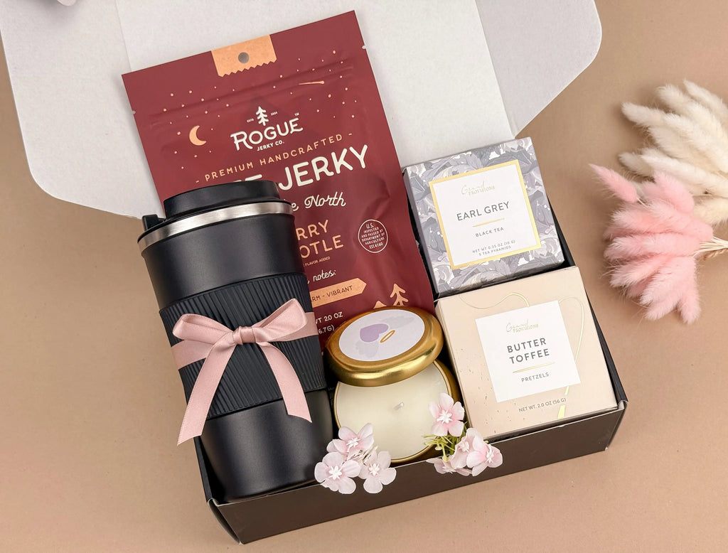 Gift Baskets for Him – Luxury Insulated Tumbler & Snack Set
