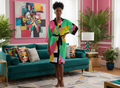 ABEILLE CREATIONS-Amayah Design- Women’s Satin-Feel Kimono Robe (Short)
