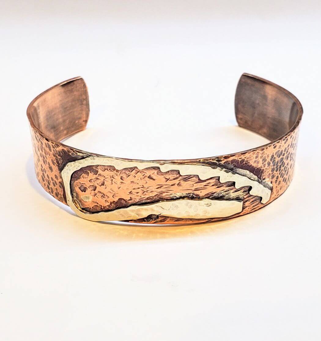 Copper Sculpted Angel Wing Frame Cuff Bracelet