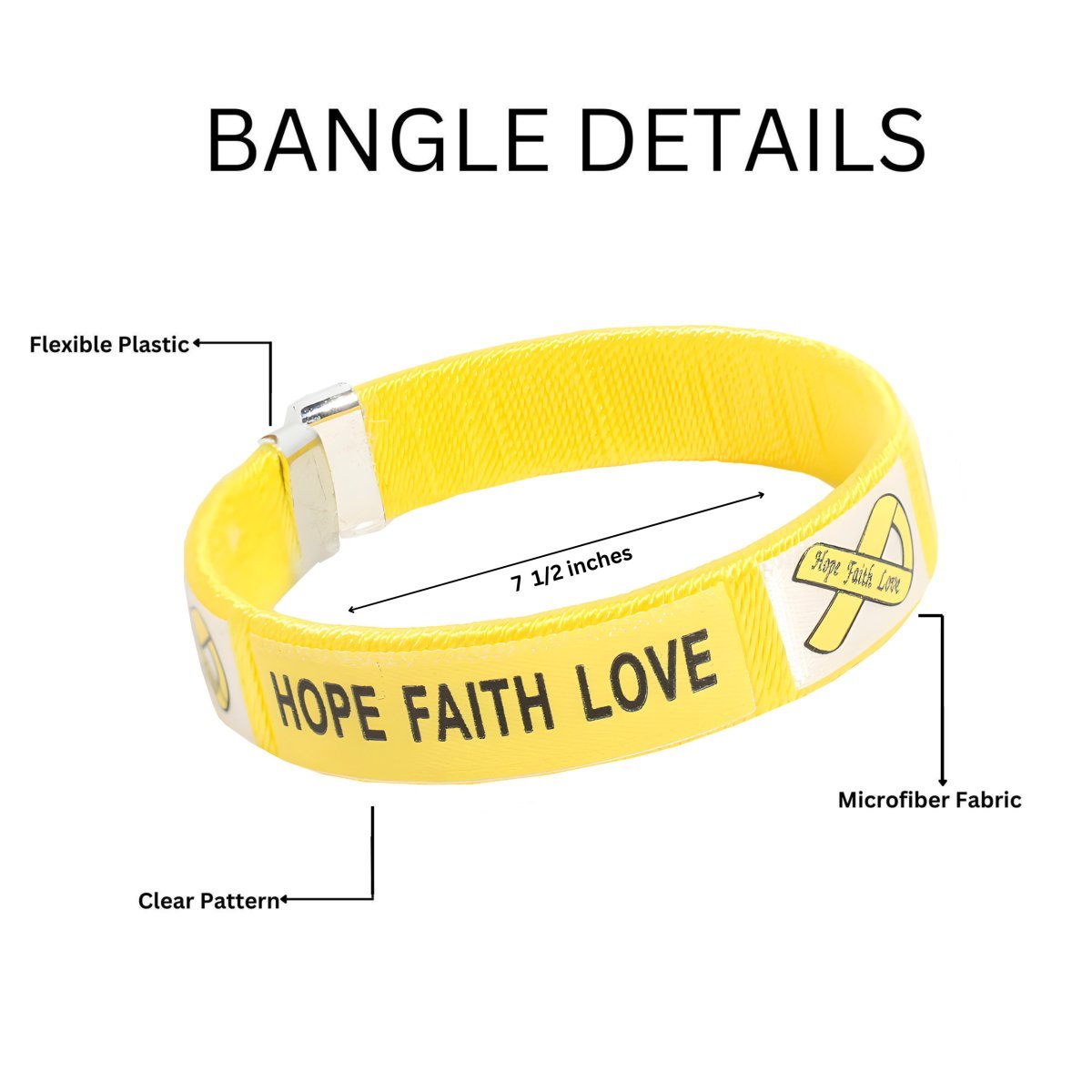 Adult Hope Faith Love Yellow Ribbon Bangle Bracelets