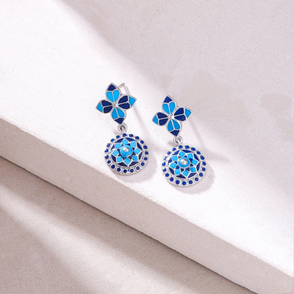 Rosette Circlet Drop Earrings