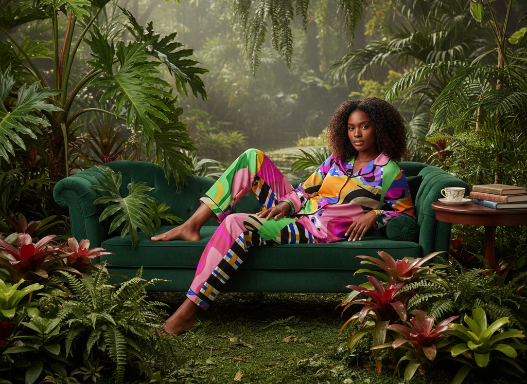 ABEILLE CREATIONS-Amara Design- Women's Silky Pajama Set