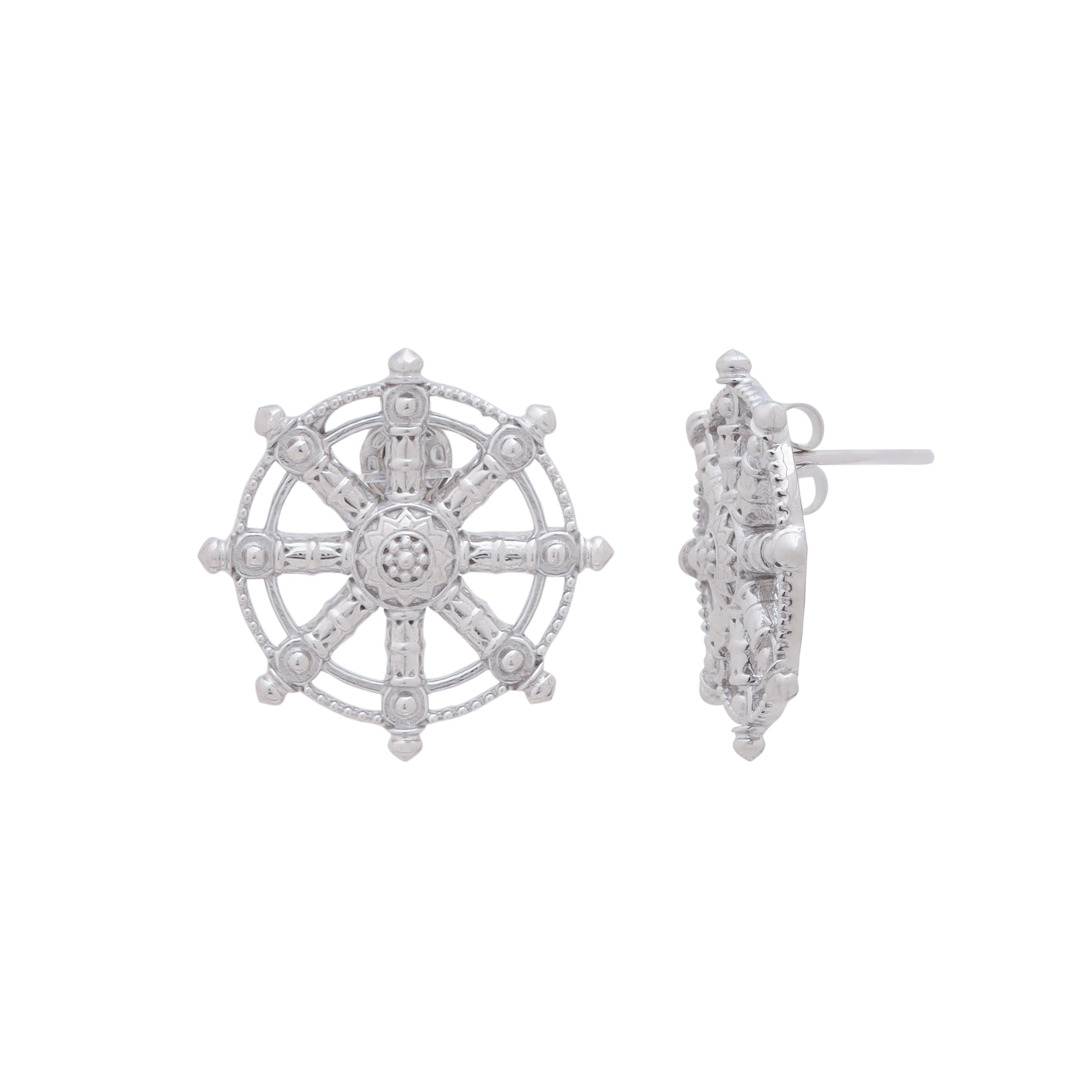 Dharma Wheel Stud Earrings