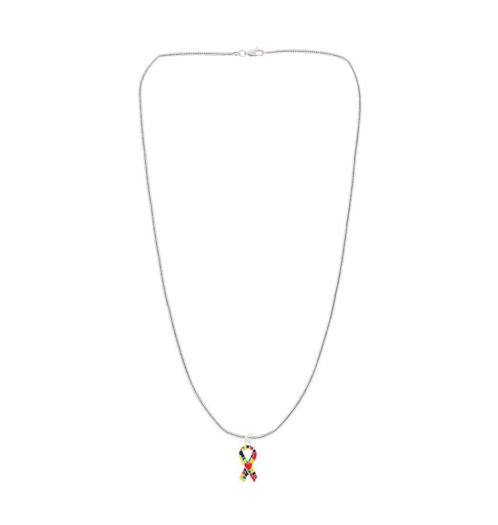 Autism Ribbon with Heart Necklaces
