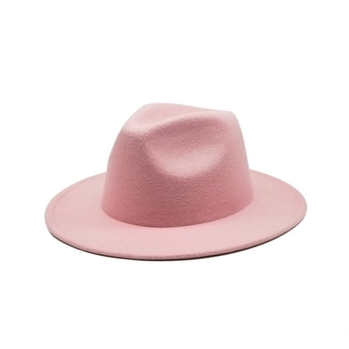 Autumn Winter Womens Felt Hat Fedoras Big Brim Hats For Women British