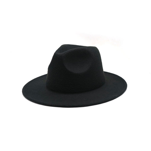 Autumn Winter Womens Felt Hat Fedoras Big Brim Hats For Women British