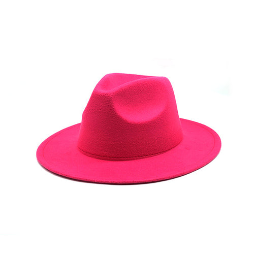 Autumn Winter Womens Felt Hat Fedoras Big Brim Hats For Women British