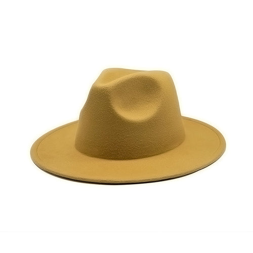 Autumn Winter Womens Felt Hat Fedoras Big Brim Hats For Women British