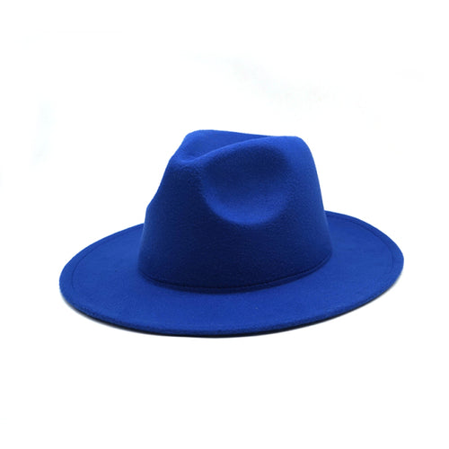 Autumn Winter Womens Felt Hat Fedoras Big Brim Hats For Women British