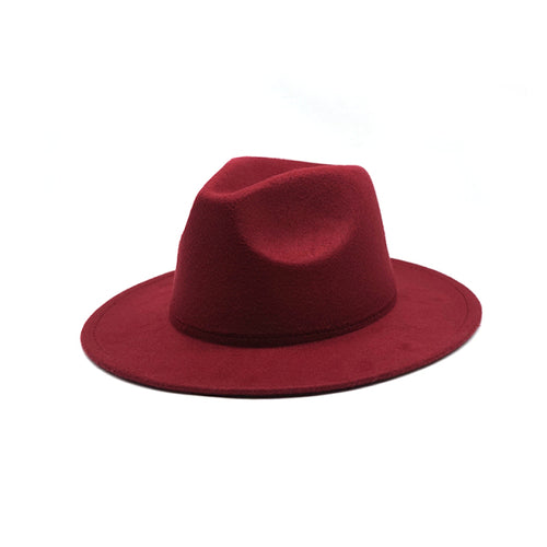 Autumn Winter Womens Felt Hat Fedoras Big Brim Hats For Women British