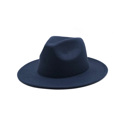 Autumn Winter Womens Felt Hat Fedoras Big Brim Hats For Women British