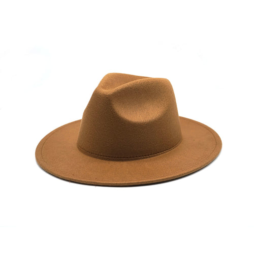 Autumn Winter Womens Felt Hat Fedoras Big Brim Hats For Women British