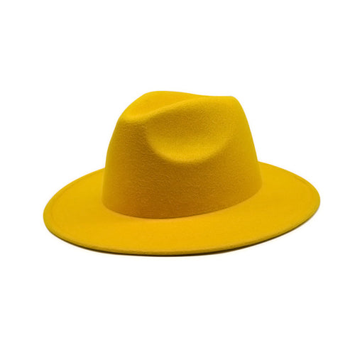 Autumn Winter Womens Felt Hat Fedoras Big Brim Hats For Women British