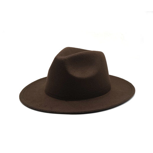 Autumn Winter Womens Felt Hat Fedoras Big Brim Hats For Women British