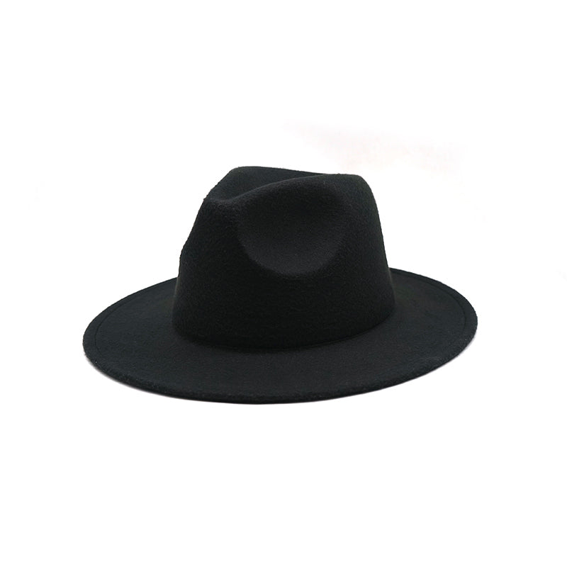 Autumn Winter Womens Felt Hat Fedoras Big Brim Hats For Women British