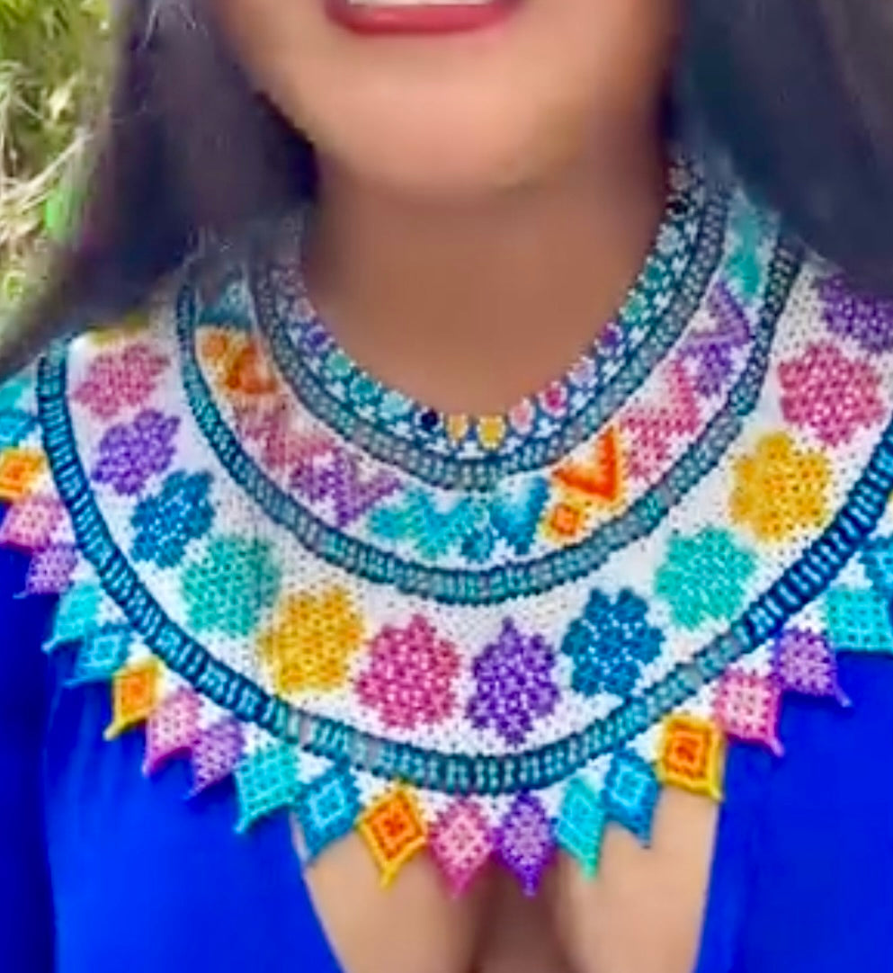 Handmade Beaded Tribal Necklace & Earrings Set "AURORA" - Limited Edition