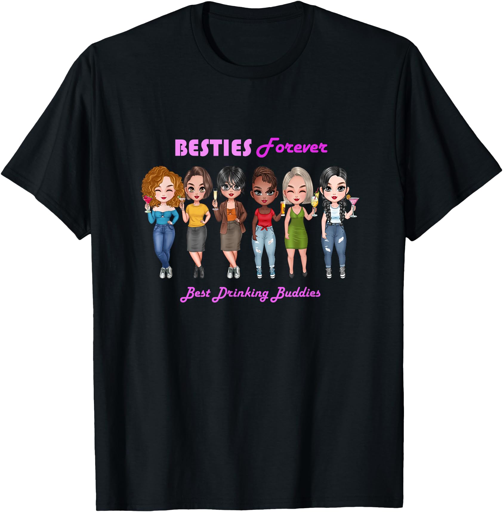 Besties Forever Best Drinking Buddies Hoodie - Aesthetic Graphic Men Women
