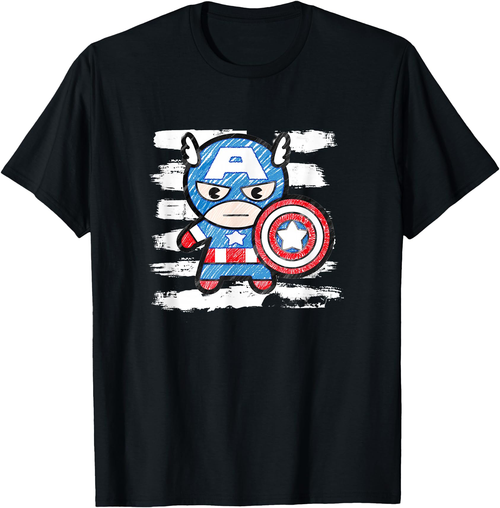 Marvel Kawaii Chibi Captain America T-Shirt - Streetwear Style Unisex