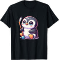 Penguin Ice Hockey Stick Kawaii T-Shirt - Fun Novelty Design Men Women