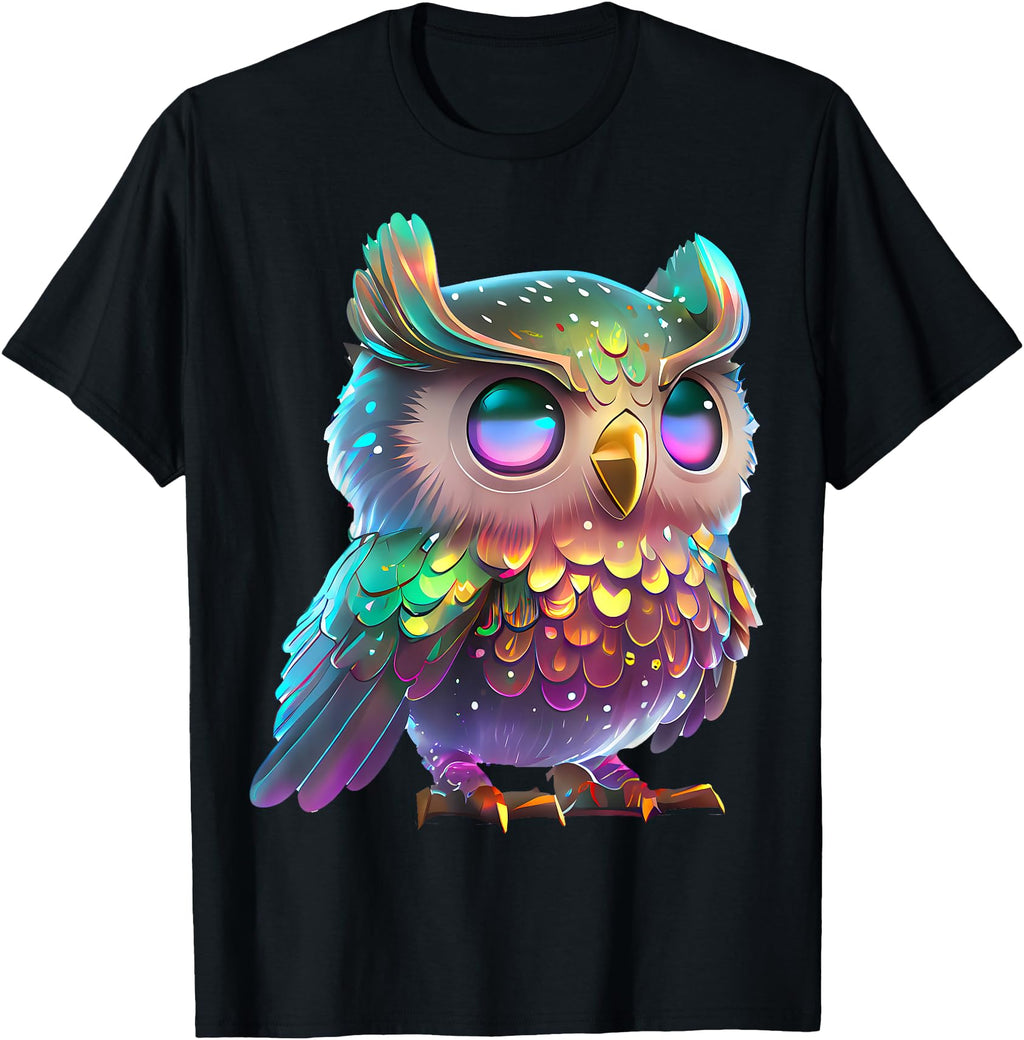 Colorful Chibi Owl Rare T-Shirt - Fun Novelty Design for Adults