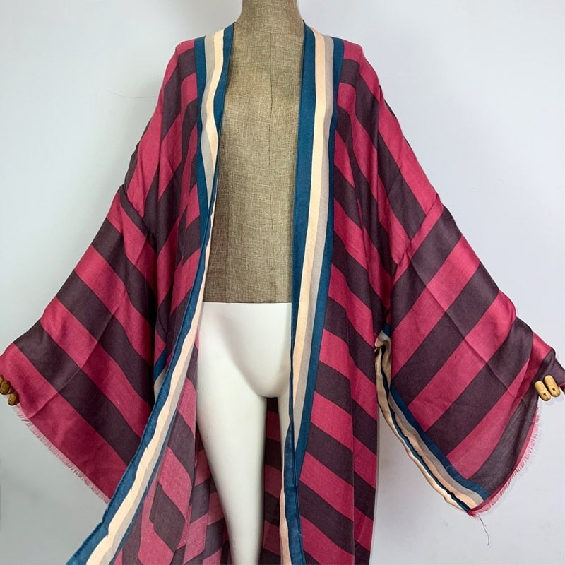 Striped Kimono Cardigan – Timeless Chic Open Front Cover Up