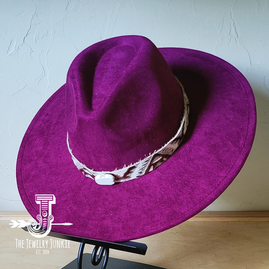 **Boho Western Felt Hat w/ Choice of Hatband- Plum 990b
