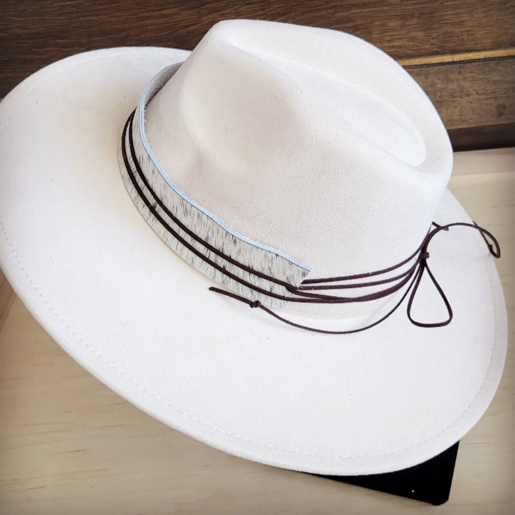 Wide Genuine Hair Hide White Spotted Hat Band Only 954d