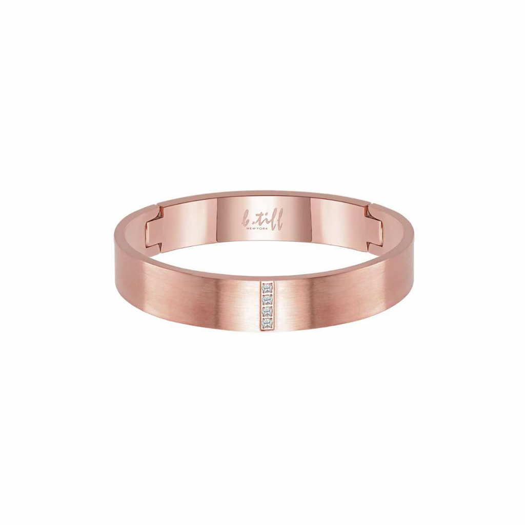 BG223RG B.Tiff 4-Stone Matte Rose Gold Wide Bangle Bracelet