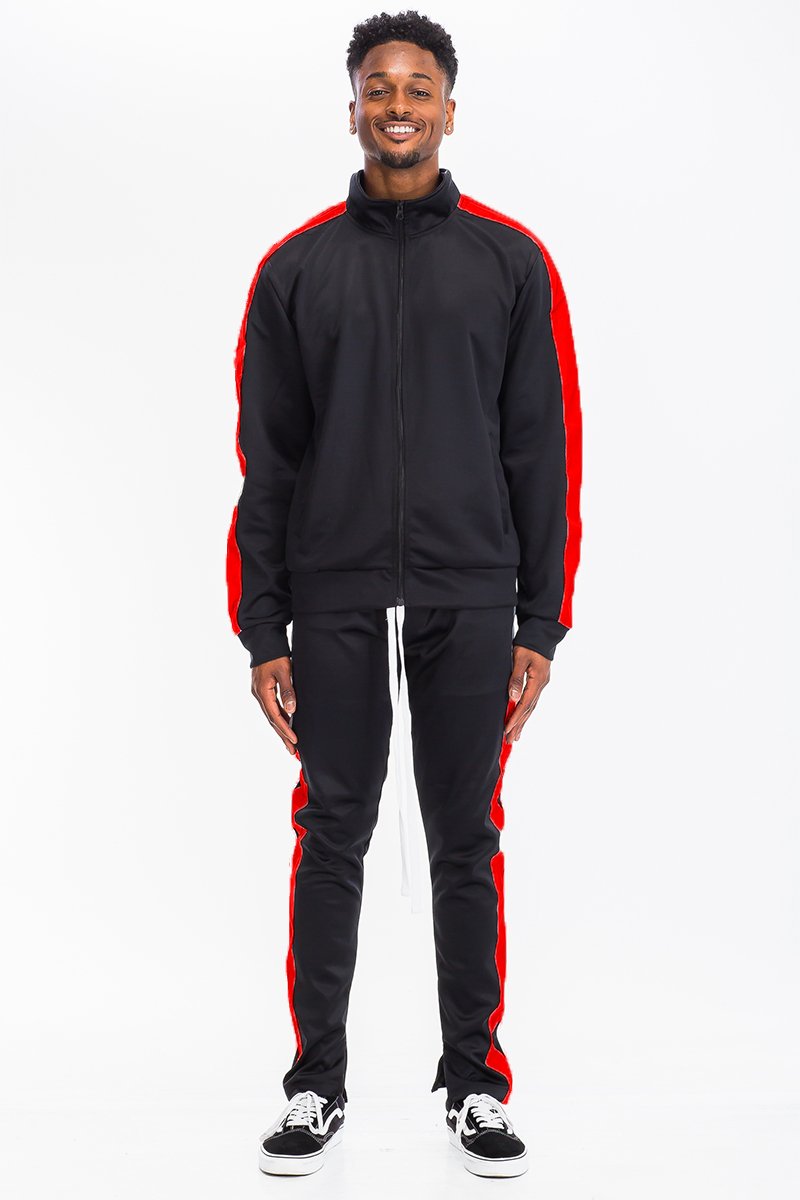 Single Stripe Zip Up Track Jacket and Track Pant Matching Set SET123