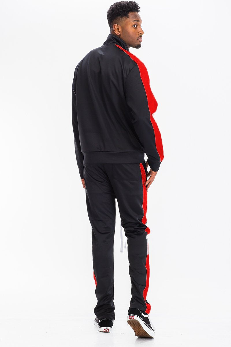 Single Stripe Zip Up Track Jacket and Track Pant Matching Set SET123