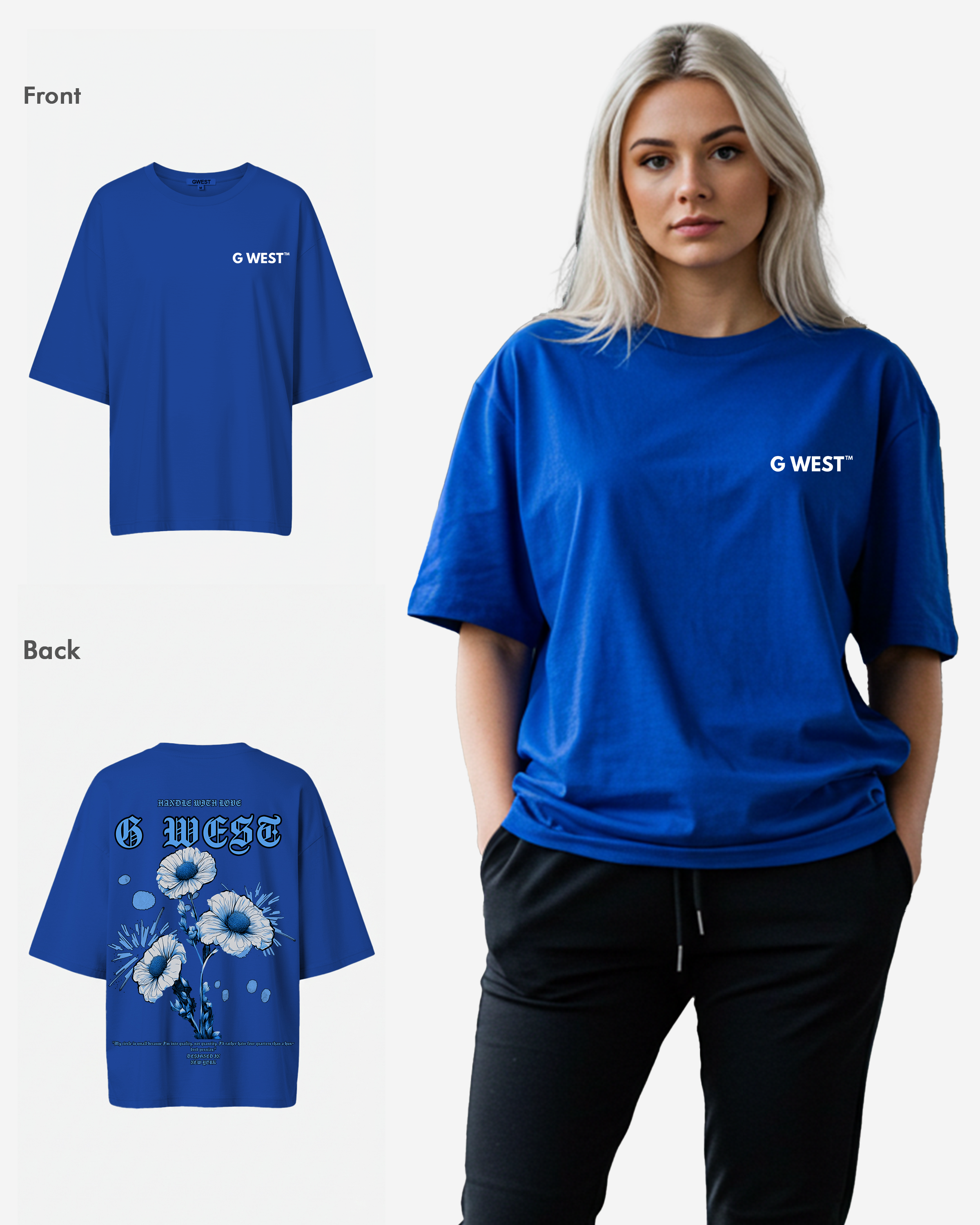 G West Womens Oversized Blue Garden Tee