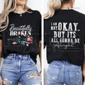 "Beautifully Broken" Women's Pure Cotton T-Shirt – Trendy Casual Street Style Tee