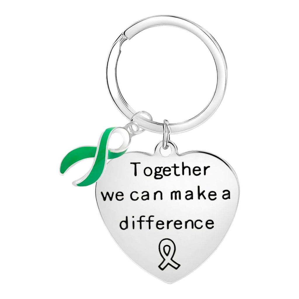 Big Heart Green Ribbon Key Chains