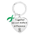 Big Heart Green Ribbon Key Chains