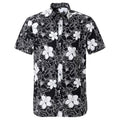 Black Hibiscus Hawaiian Cotton Short Sleeve Shirt