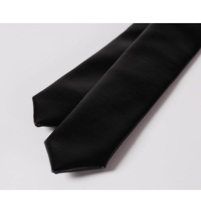 Black Leather Skinny Tie