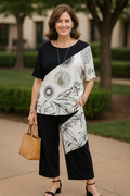 Black And White Woven Top